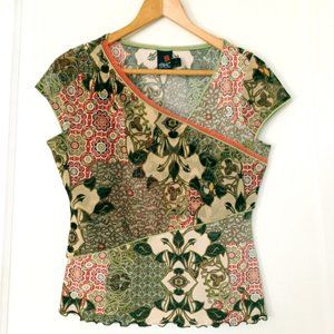 ANAC Cap Sleeve Short Sleeve Multi-Color Top